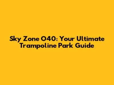 Sky Zone O40: Your Ultimate Trampoline Park Guide