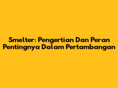 Smelter: Pengertian Dan Peran Pentingnya Dalam Pertambangan