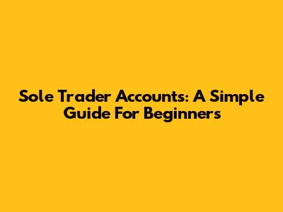 Sole Trader Accounts: A Simple Guide For Beginners