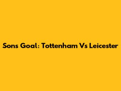Son's Goal: Tottenham Vs Leicester