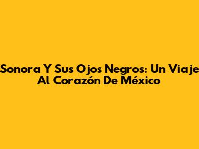 Sonora Y Sus Ojos Negros: Un Viaje Al Corazón De México