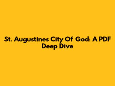 St. Augustine's City Of God: A PDF Deep Dive