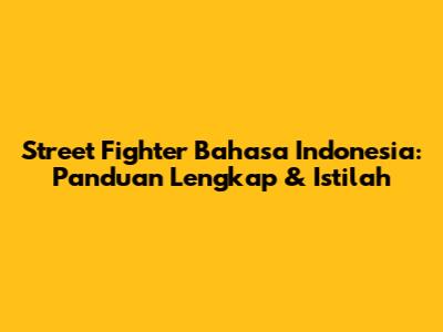 Street Fighter Bahasa Indonesia: Panduan Lengkap & Istilah