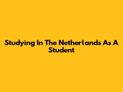 Studying In The Netherlands As A Student