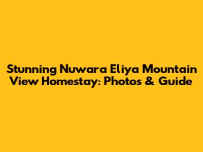 Stunning Nuwara Eliya Mountain View Homestay: Photos & Guide