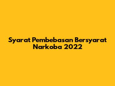 Syarat Pembebasan Bersyarat Narkoba 2022