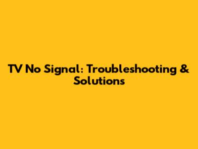 TV No Signal: Troubleshooting & Solutions