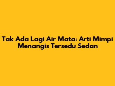 Tak Ada Lagi Air Mata: Arti Mimpi Menangis Tersedu Sedan