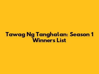 Tawag Ng Tanghalan: Season 1 Winners List