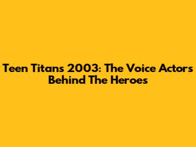 Teen Titans 2003: The Voice Actors Behind The Heroes