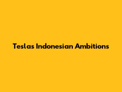 Tesla's Indonesian Ambitions