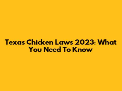 Texas Chicken Laws 2023: What You Need To Know