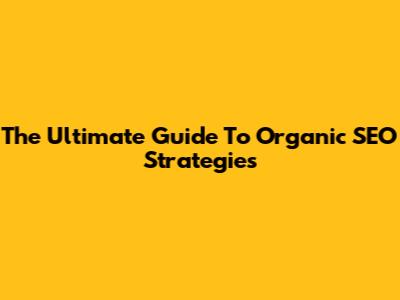 The Ultimate Guide To Organic SEO Strategies