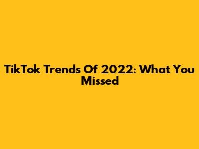 TikTok Trends Of 2022: What You Missed
