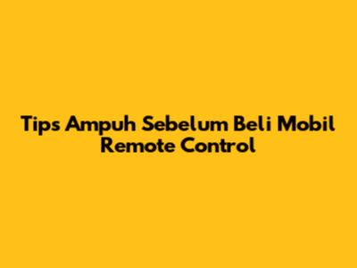 Tips Ampuh Sebelum Beli Mobil Remote Control