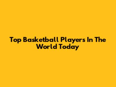Top Basketball Players In The World Today