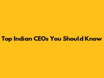 Top Indian CEOs You Should Know