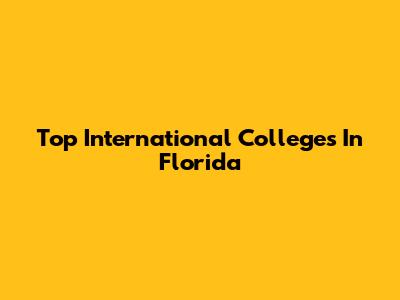 Top International Colleges In Florida