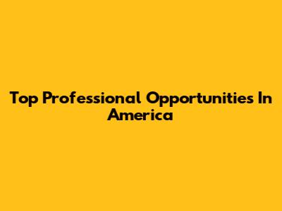 Top Professional Opportunities In America