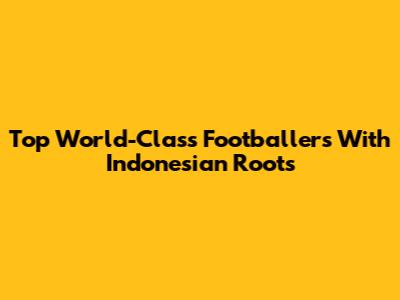 Top World-Class Footballers With Indonesian Roots