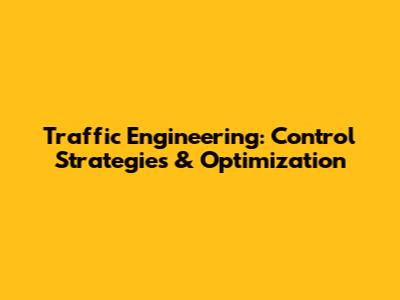 Traffic Engineering: Control Strategies & Optimization