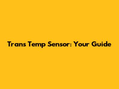 Trans Temp Sensor: Your Guide