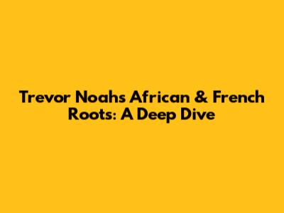 Trevor Noah's African & French Roots: A Deep Dive