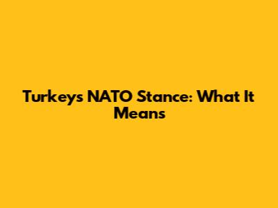 Turkey's NATO Stance: What It Means