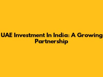 UAE Investment In India: A Growing Partnership