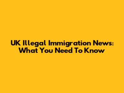 UK Illegal Immigration News: What You Need To Know