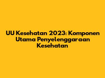 UU Kesehatan 2023: Komponen Utama Penyelenggaraan Kesehatan