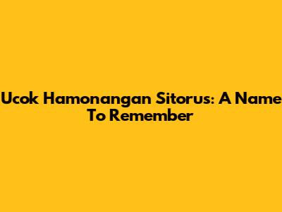 Ucok Hamonangan Sitorus: A Name To Remember