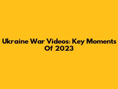 Ukraine War Videos: Key Moments Of 2023