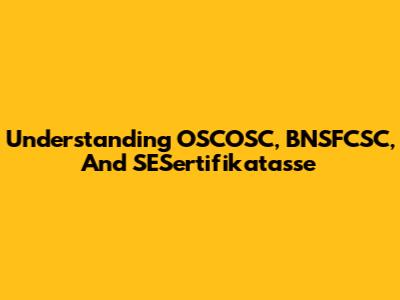 Understanding OSCOSC, BNSFCSC, And SESertifikatasse