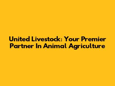 United Livestock: Your Premier Partner In Animal Agriculture
