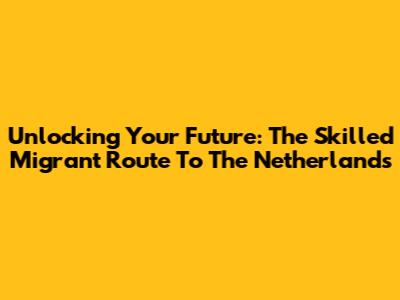 Unlocking Your Future: The Skilled Migrant Route To The Netherlands