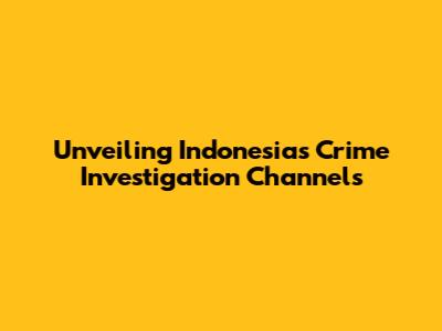 Unveiling Indonesia's Crime Investigation Channels