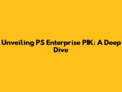 Unveiling PS Enterprise PIK: A Deep Dive