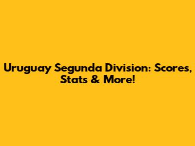 Uruguay Segunda Division: Scores, Stats & More!