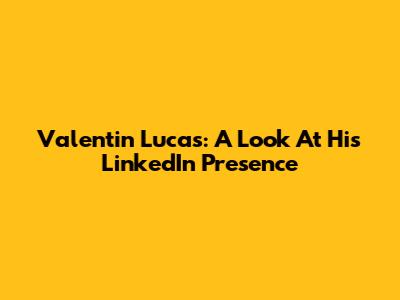 Valentin Lucas: A Look At His LinkedIn Presence