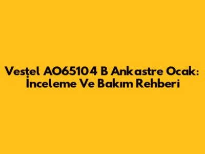Vestel AO65104 B Ankastre Ocak: İnceleme Ve Bakım Rehberi