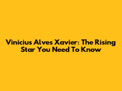 Vinicius Alves Xavier: The Rising Star You Need To Know