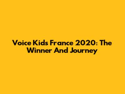 Voice Kids France 2020: The Winner And Journey