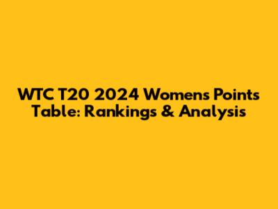 WTC T20 2024 Women's Points Table: Rankings & Analysis