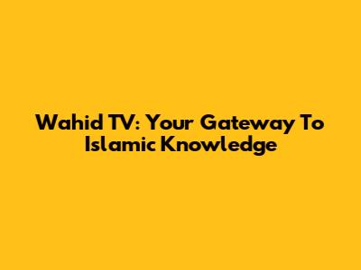 Wahid TV: Your Gateway To Islamic Knowledge