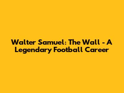 Walter Samuel: The Wall - A Legendary Football Career