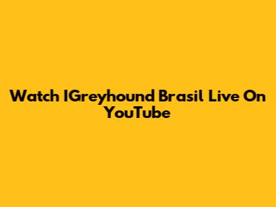 Watch IGreyhound Brasil Live On YouTube