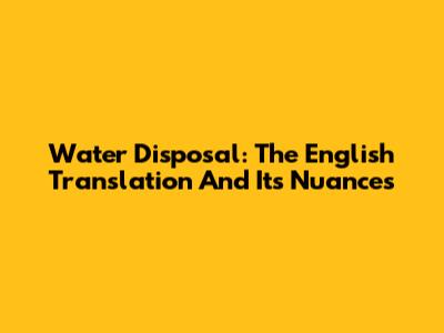 Water Disposal: The English Translation And Its Nuances