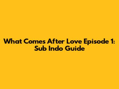 What Comes After Love Episode 1: Sub Indo Guide
