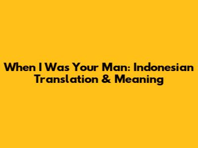 When I Was Your Man: Indonesian Translation & Meaning
